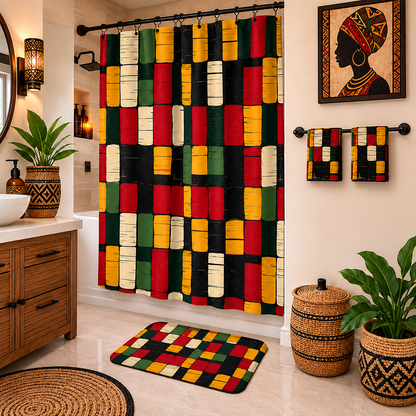 African Kente Pattern Shower Curtain