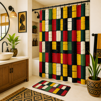 African Kente Pattern Shower Curtain
