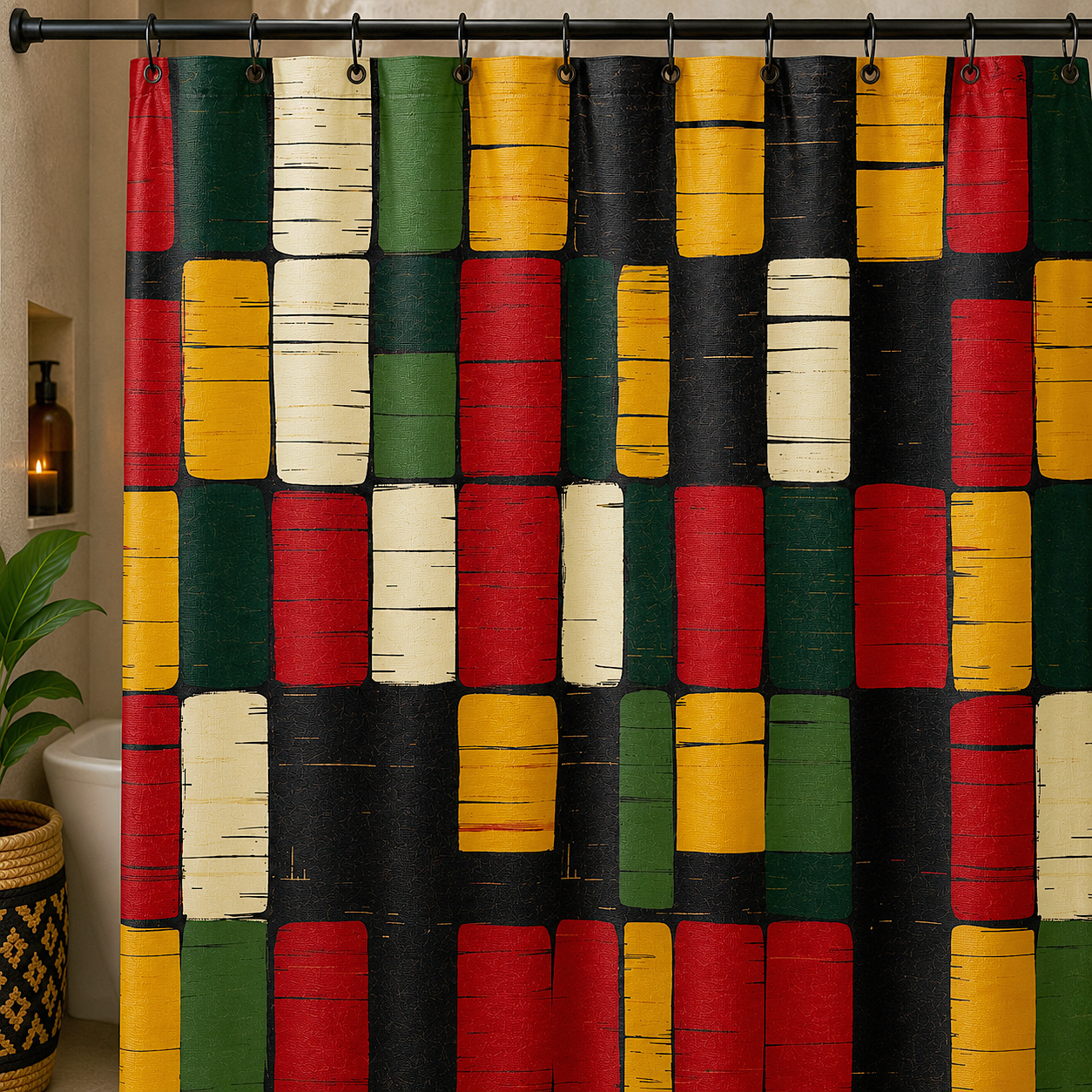 African Kente Pattern Shower Curtain
