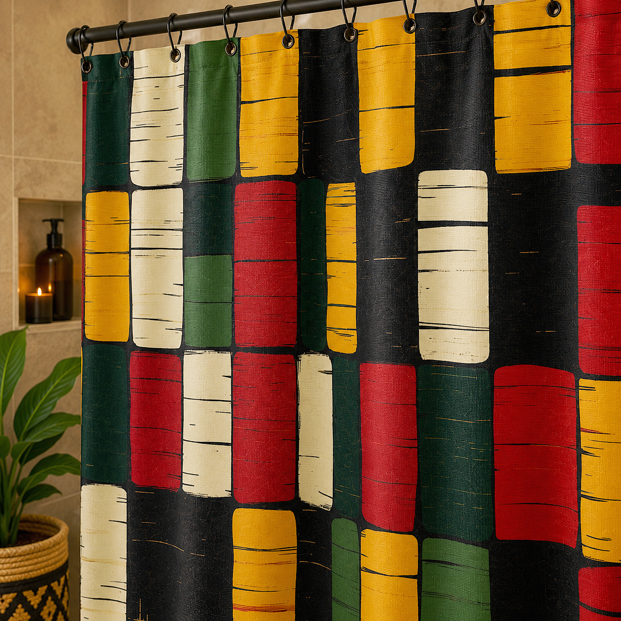 African Kente Pattern Shower Curtain