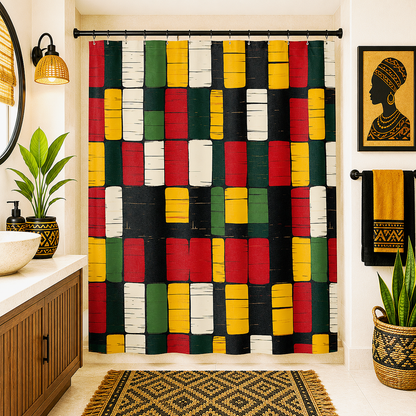 African Kente Pattern Shower Curtain