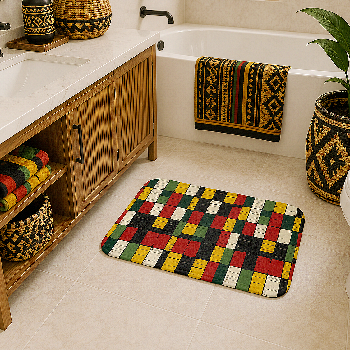 African Kente Bath Mat