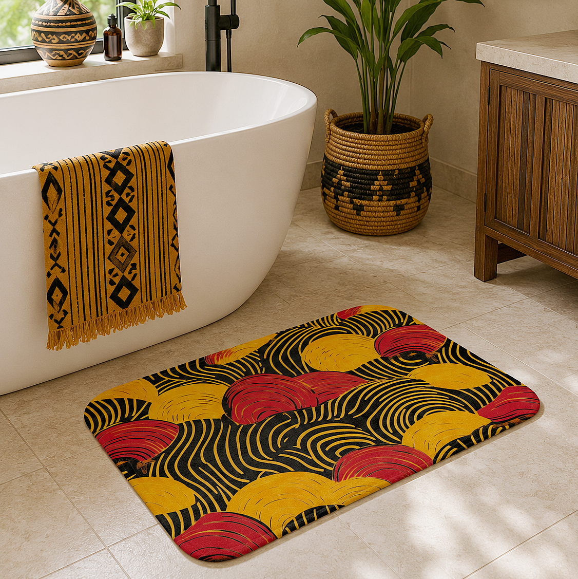 African Tribal Print Bath Mat