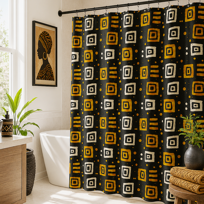 African Tribal Squares Pattern Shower Curtain