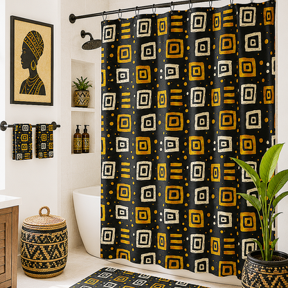 African Tribal Squares Pattern Shower Curtain