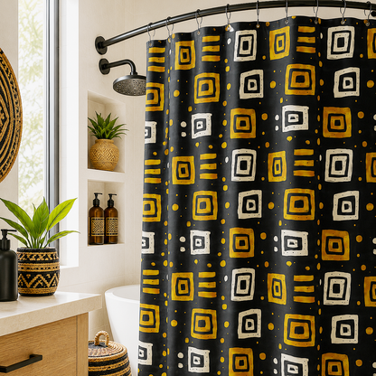 African Tribal Squares Pattern Shower Curtain