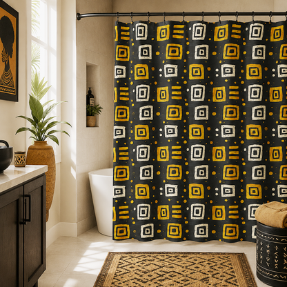 African Tribal Squares Pattern Shower Curtain
