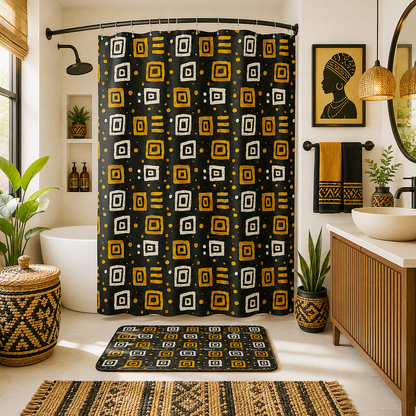 African Tribal Squares Pattern Shower Curtain