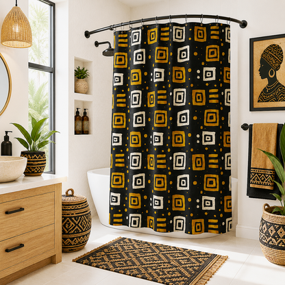 African Tribal Squares Pattern Shower Curtain