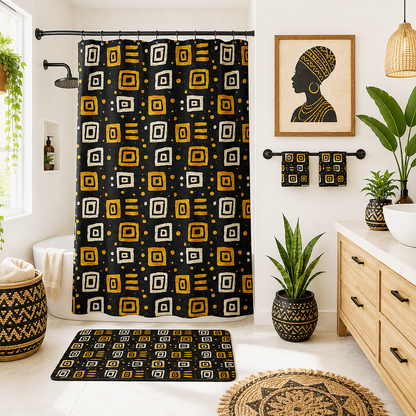 African Tribal Squares Pattern Shower Curtain