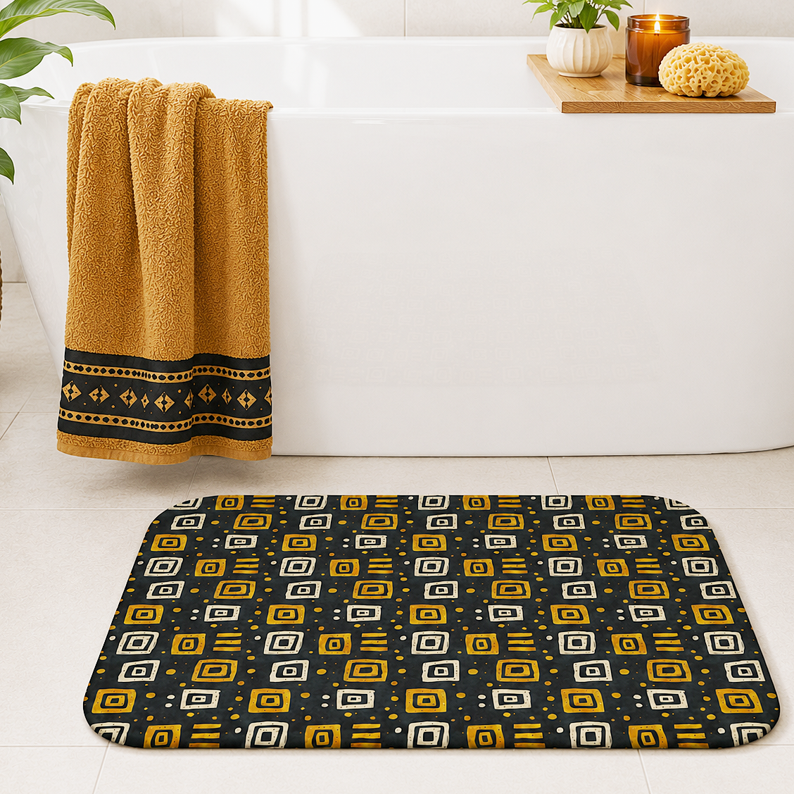 African Tribal Print Bath Mat
