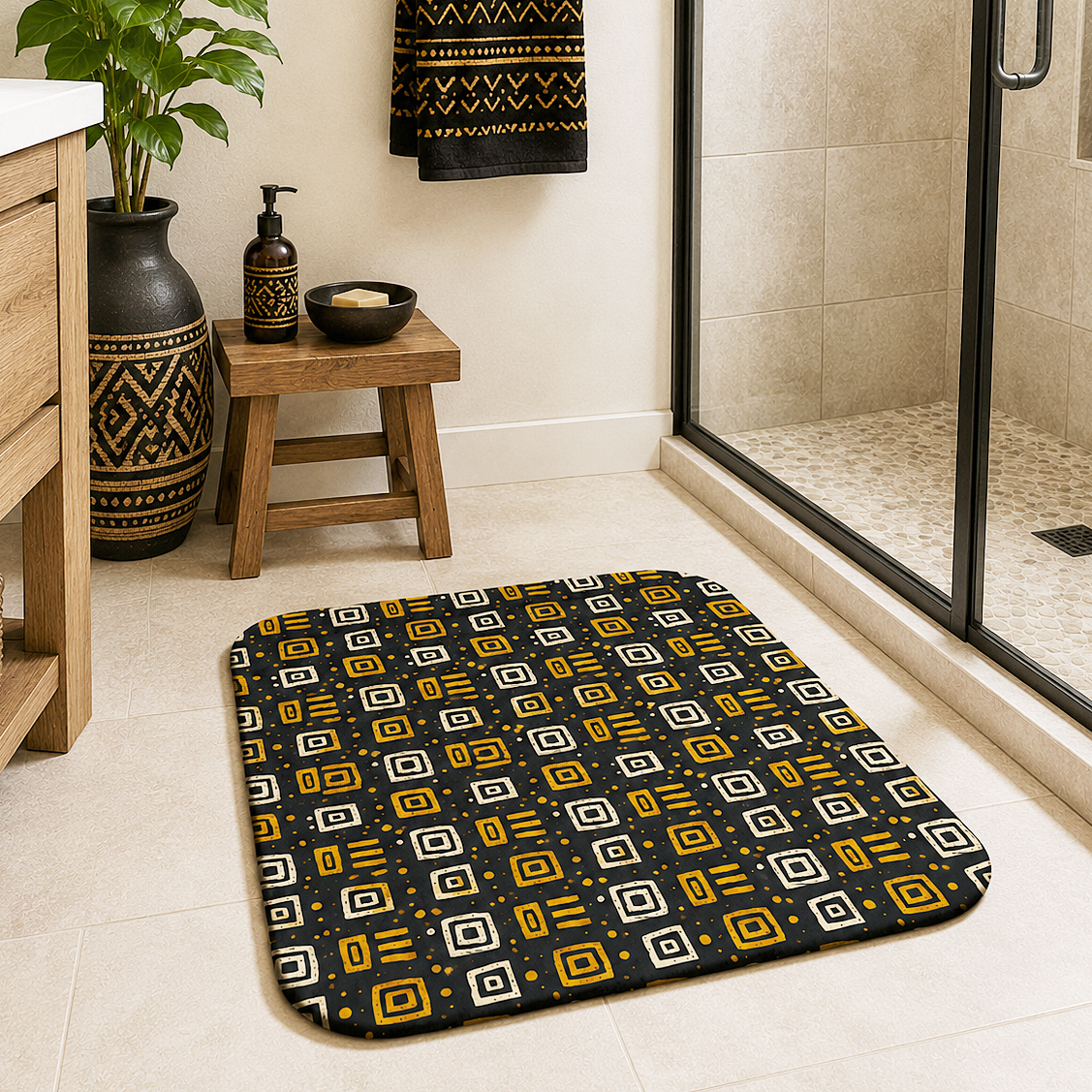 African Tribal Print Bath Mat