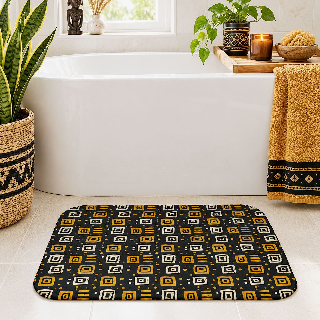 African Tribal Print Bath Mat