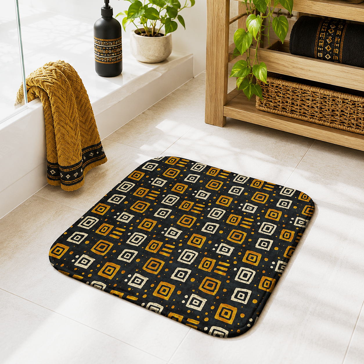 African Tribal Print Bath Mat