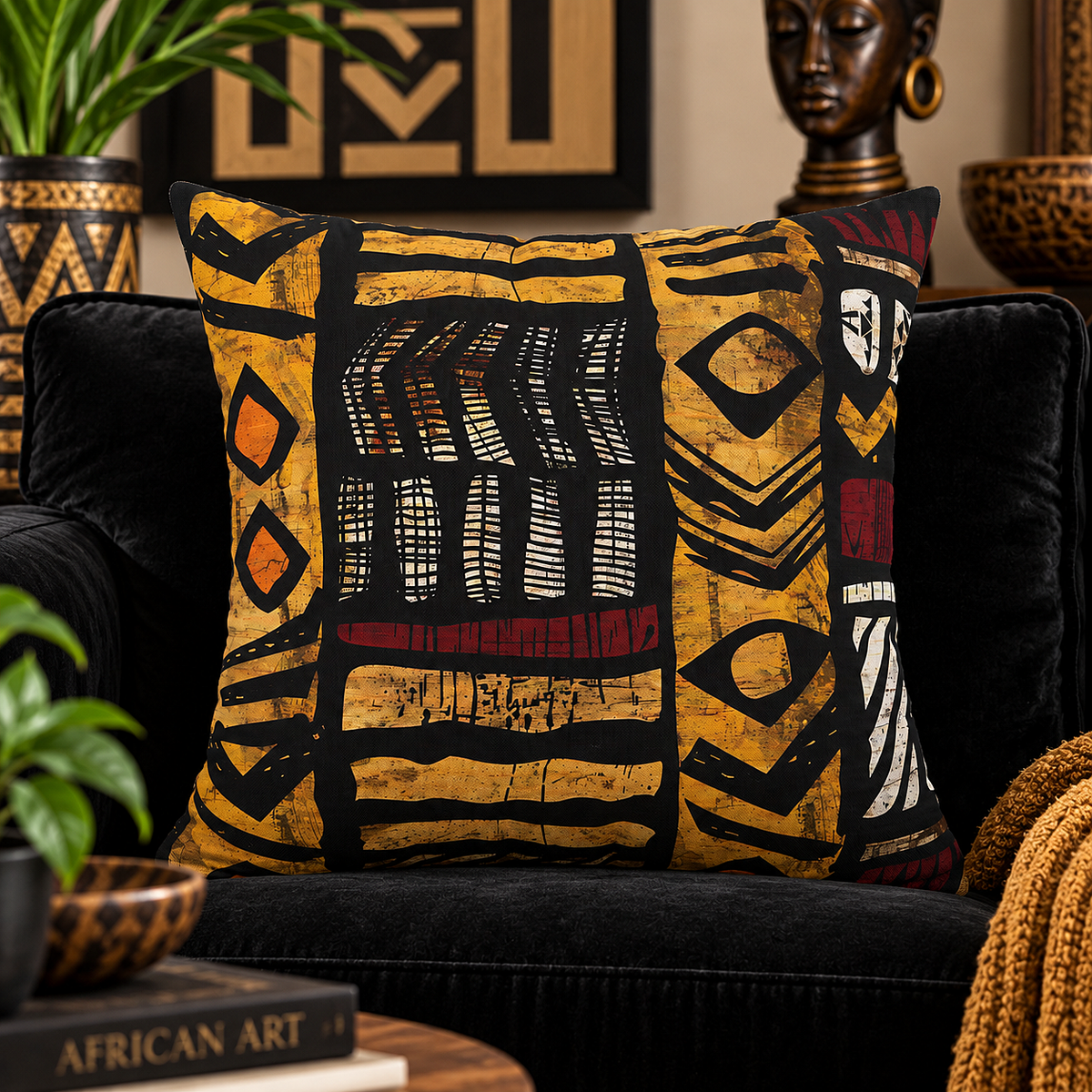African Tribal Art Pillow Cover