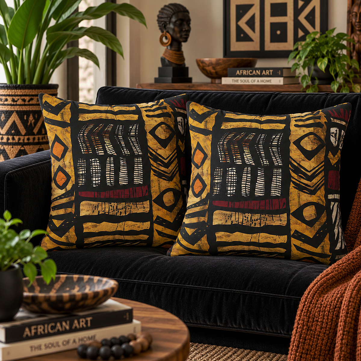 African Tribal Art Pillow Cover