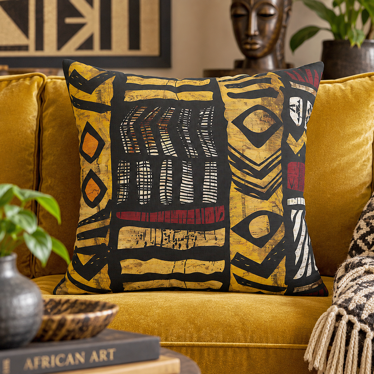 African Tribal Art Pillow Cover