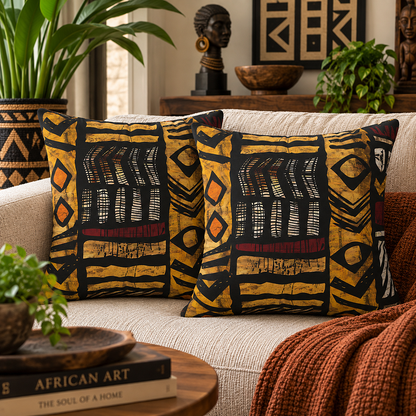 African Tribal Art Pillow Cover