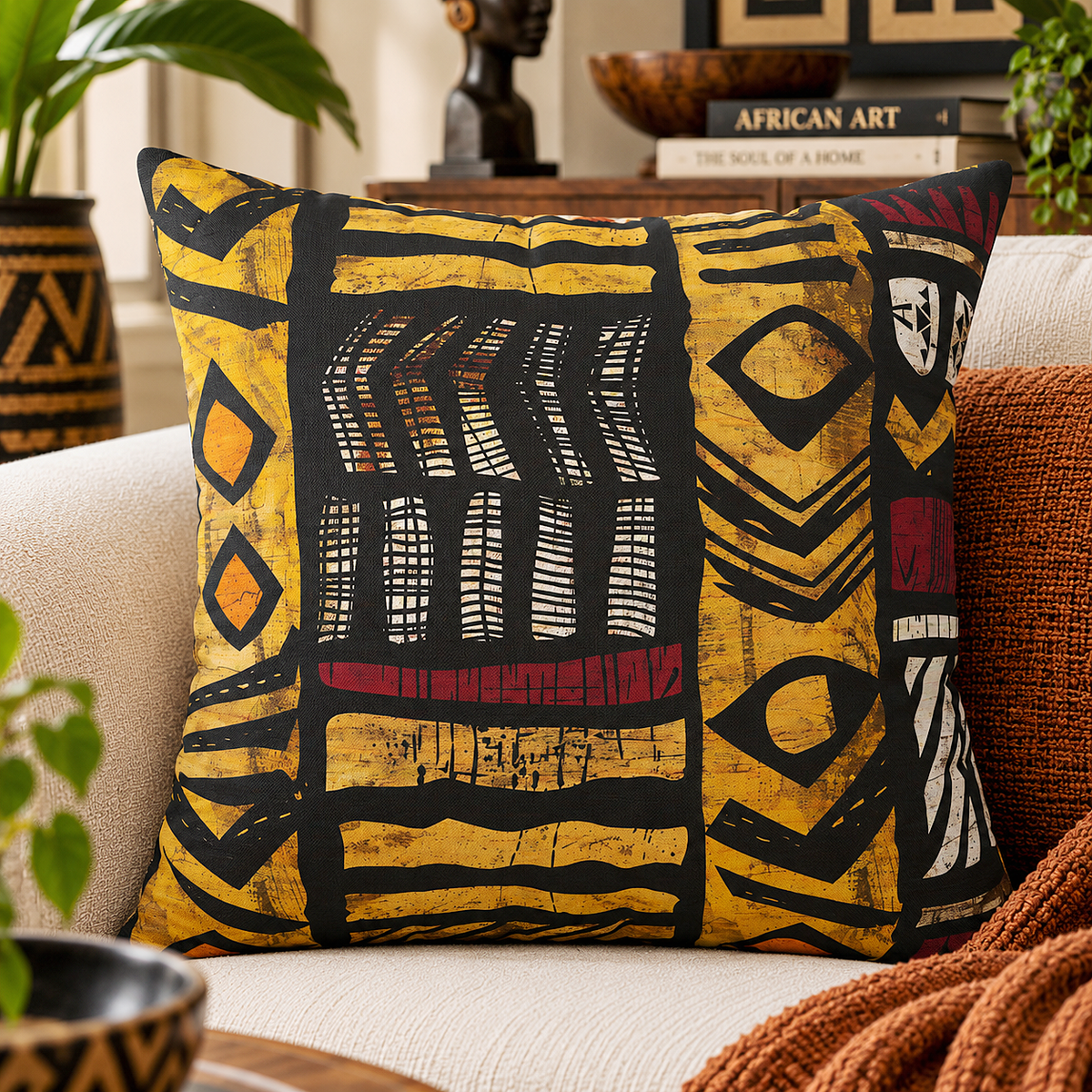 African Tribal Art Pillow Cover