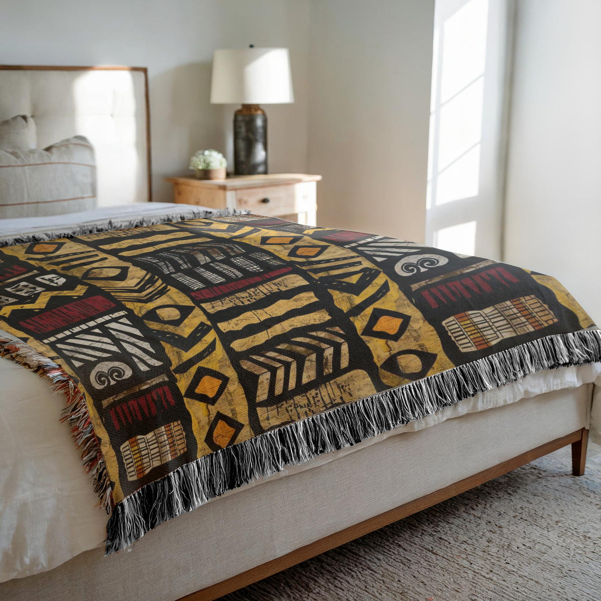 African Tribal Art Woven Blanket