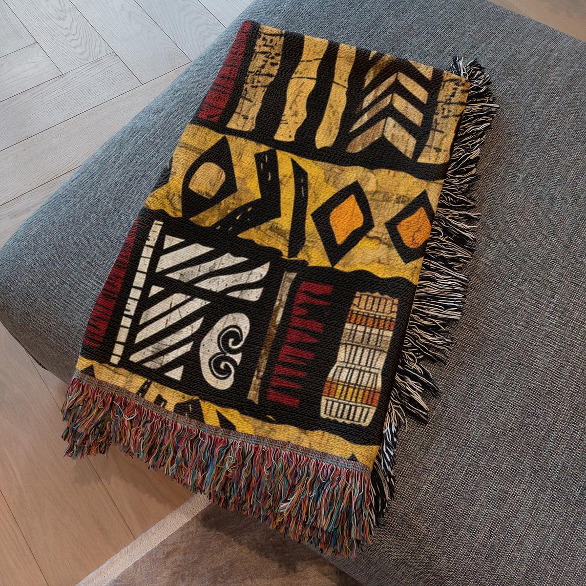 African Tribal Art Woven Blanket