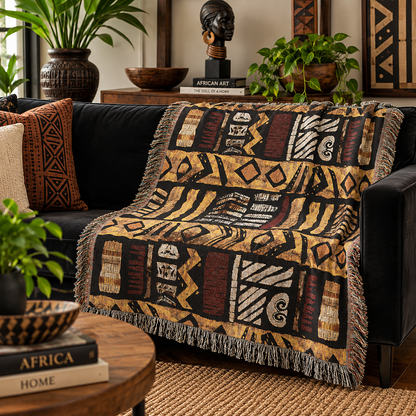 African Tribal Art Woven Blanket