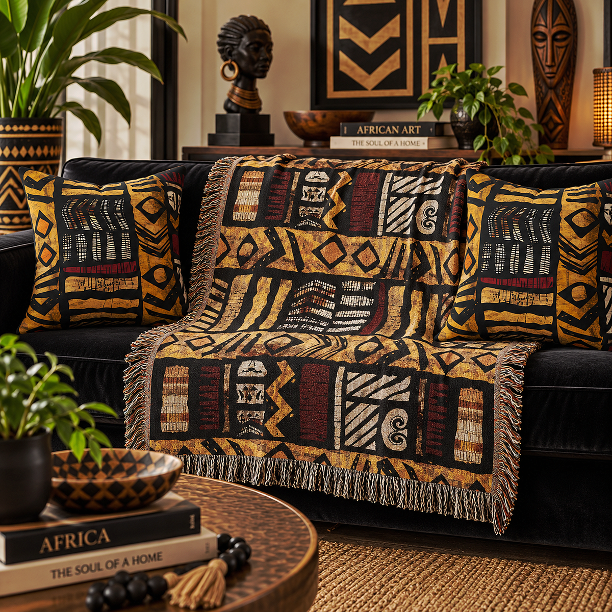 African Tribal Art Woven Blanket
