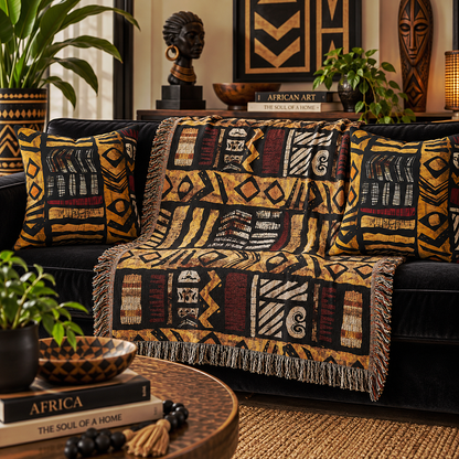 African Tribal Art Woven Blanket