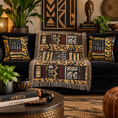 African Tribal Art Woven Blanket