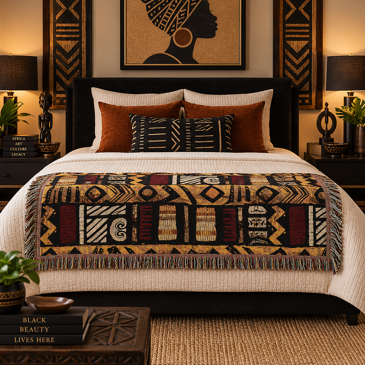 African Tribal Art Woven Blanket