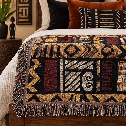 African Tribal Art Woven Blanket