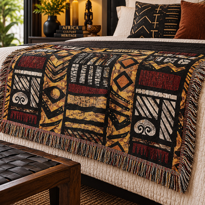 African Tribal Art Woven Blanket
