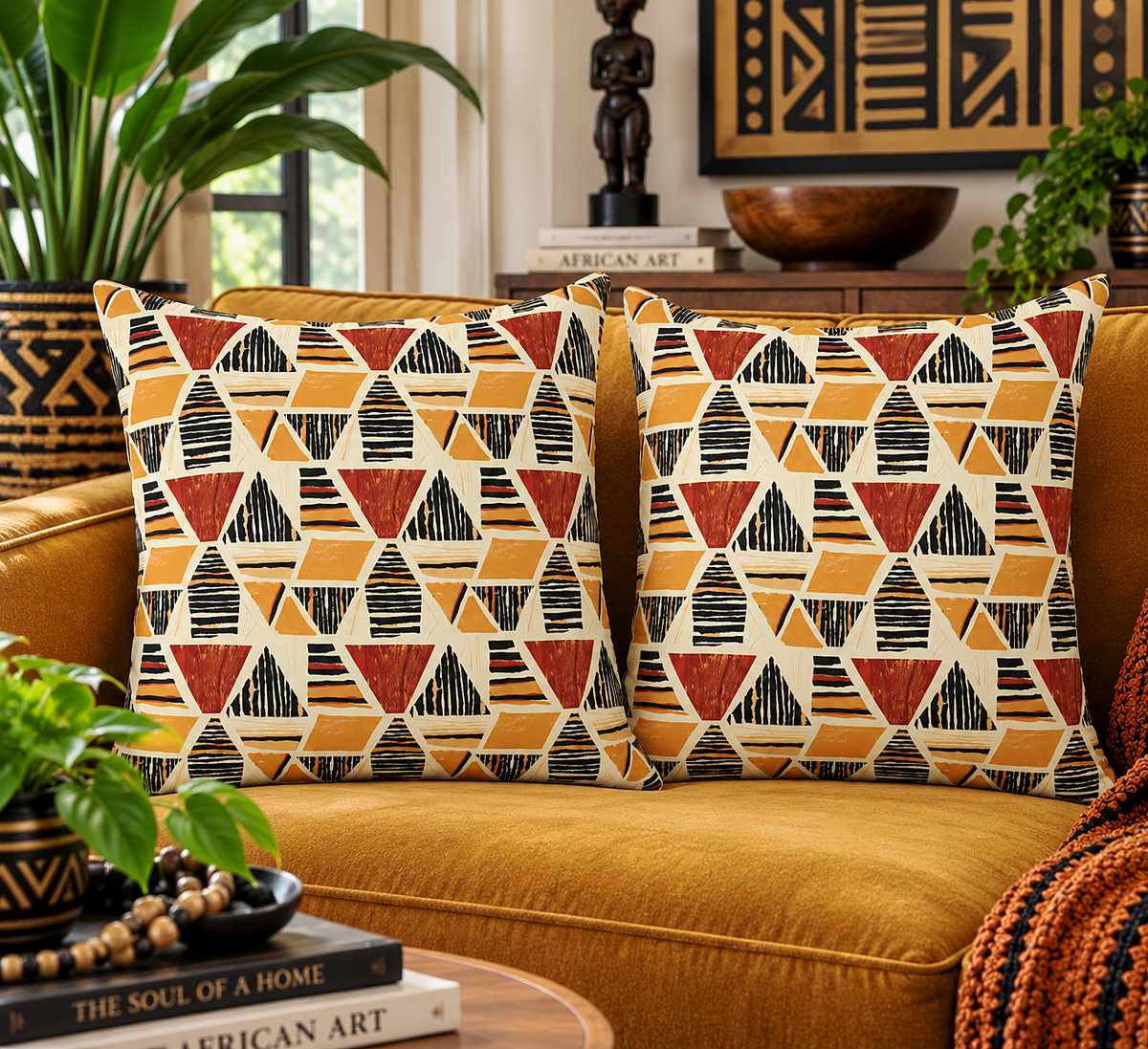 African Print Pillow Cover