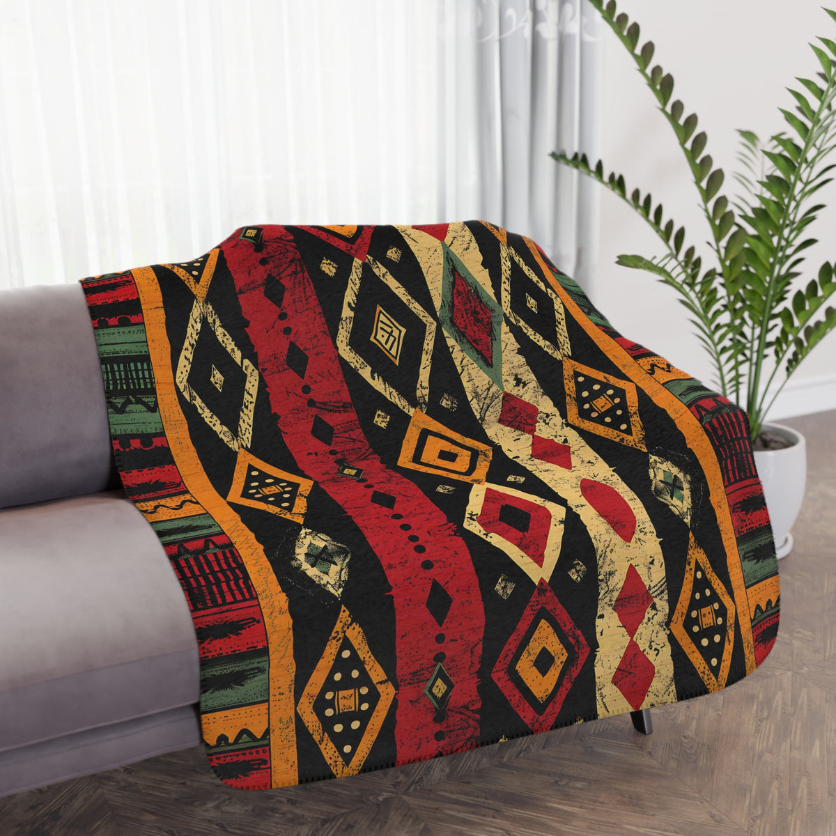 Tribal Geometric Sherpa Fleece Blanket