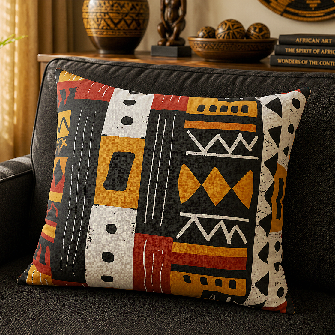 African Mudcloth Pattern Pillow Cover