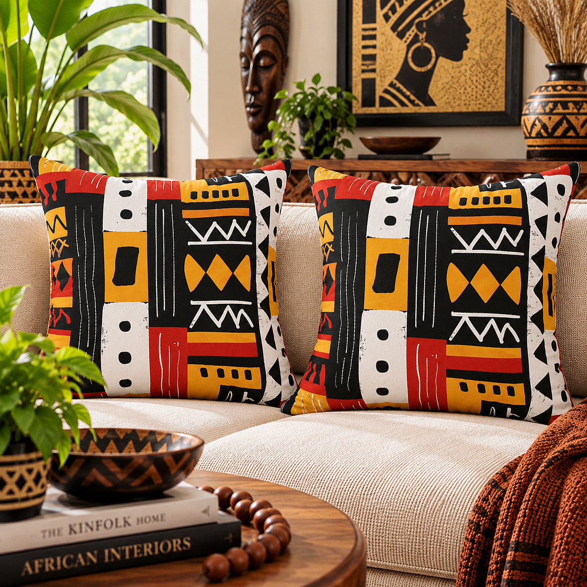 African Mudcloth Pattern Pillow Cover