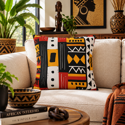 African Mudcloth Pattern Pillow Cover