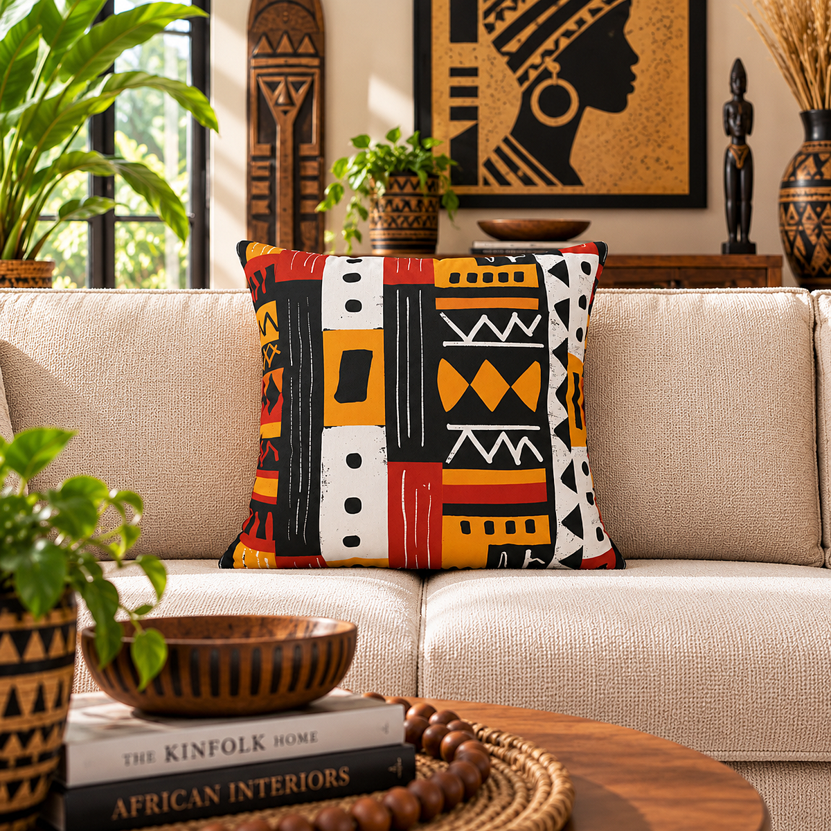 African Mudcloth Pattern Pillow Cover