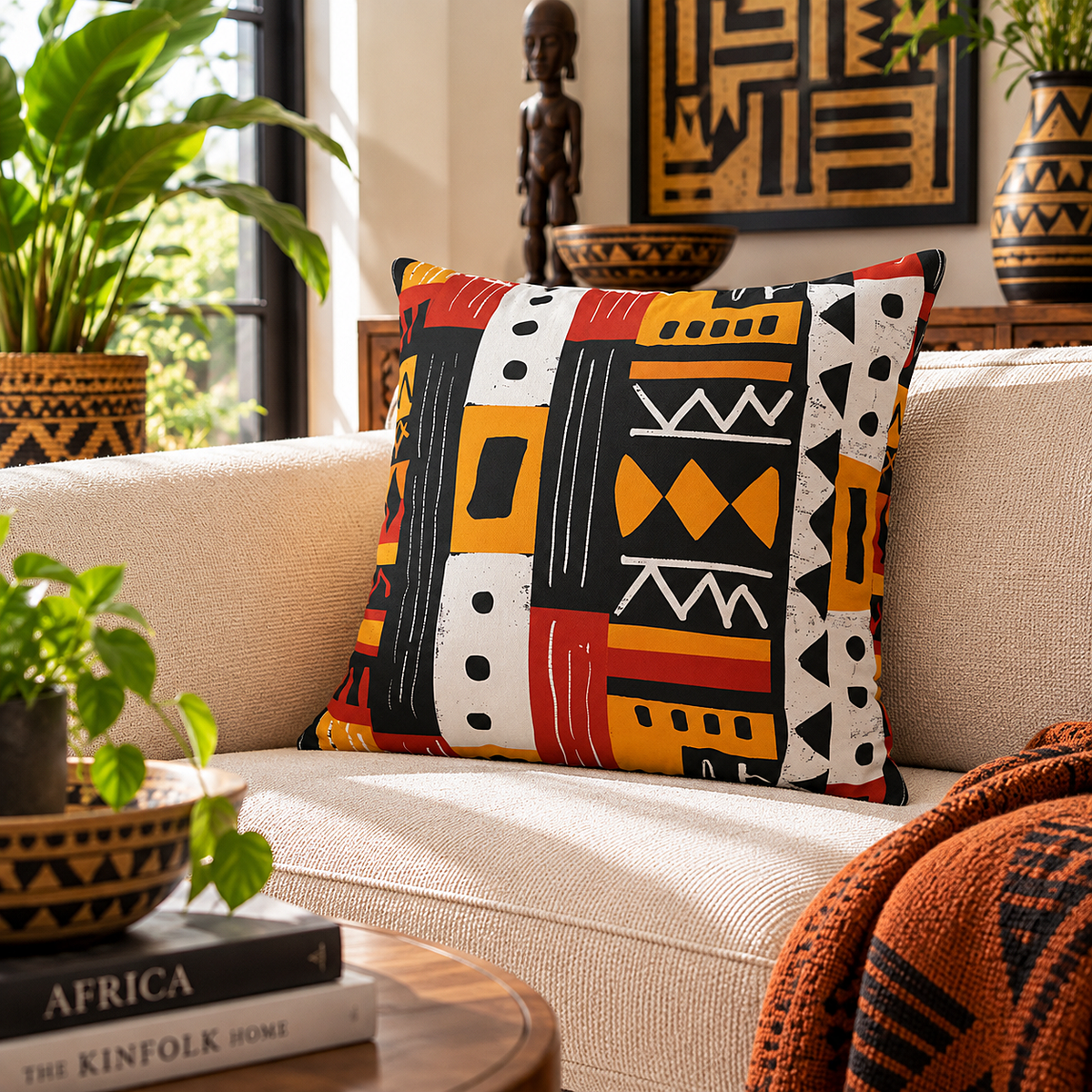 African Mudcloth Pattern Pillow Cover