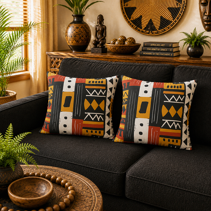 African Mudcloth Pattern Pillow Cover