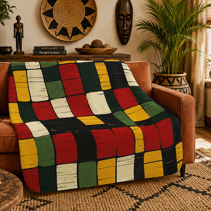 Kente Print Sherpa Fleece Blanket