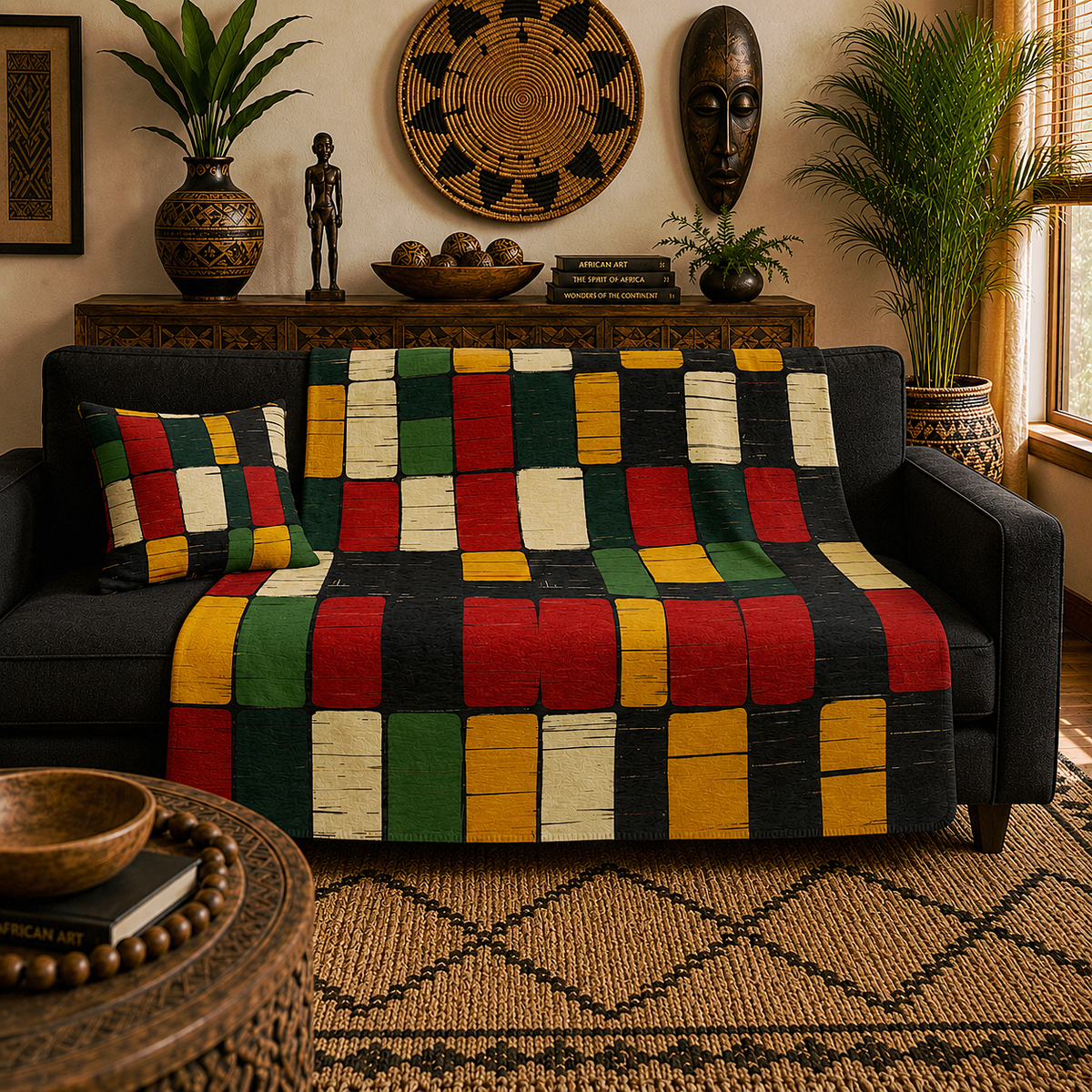 Kente Print Sherpa Fleece Blanket
