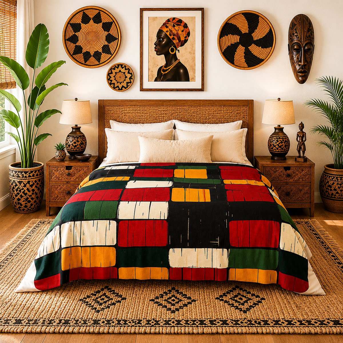 Kente Print Sherpa Fleece Blanket