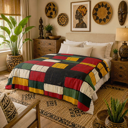 Kente Print Sherpa Fleece Blanket
