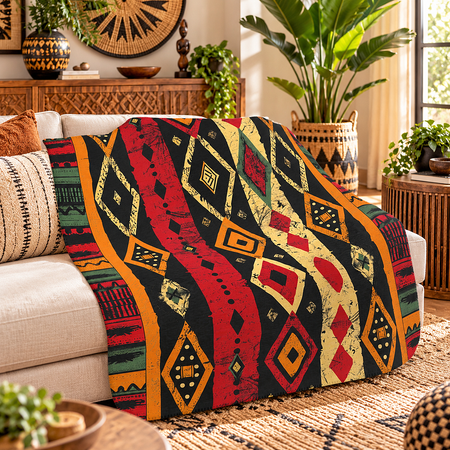 Tribal Geometric Sherpa Fleece Blanket