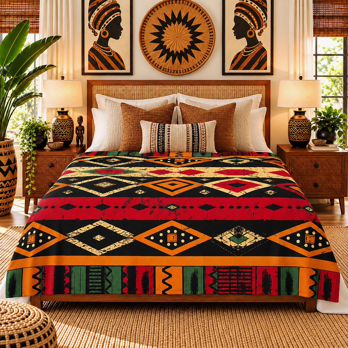 Tribal Geometric Sherpa Fleece Blanket