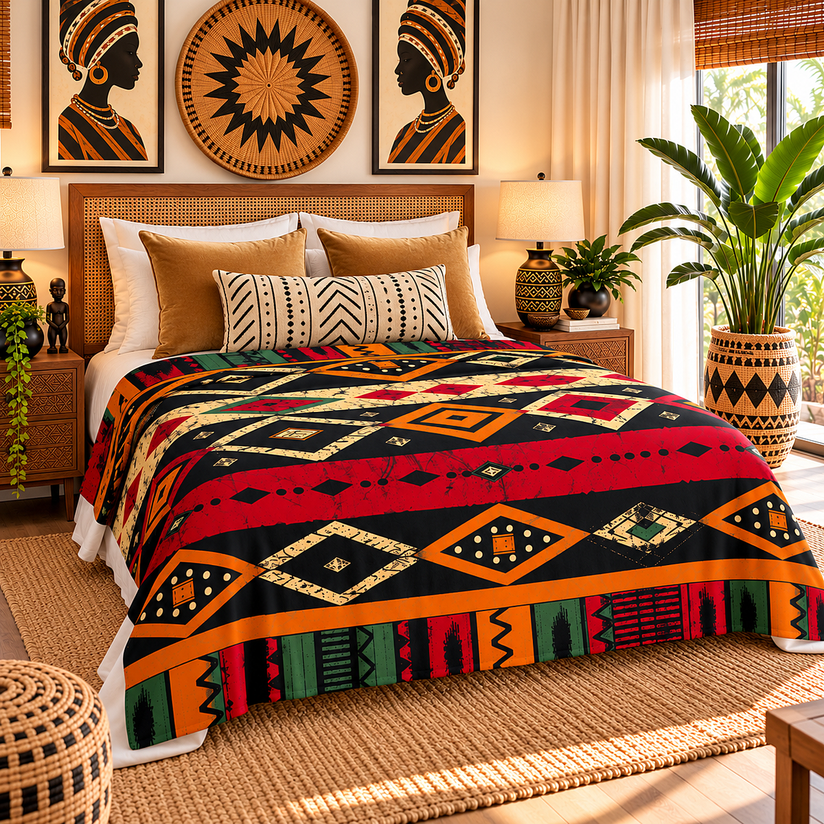 Tribal Geometric Sherpa Fleece Blanket