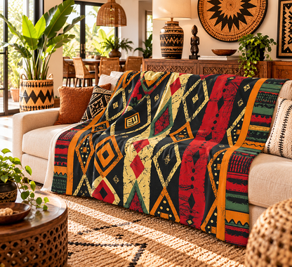 Tribal Geometric Sherpa Fleece Blanket