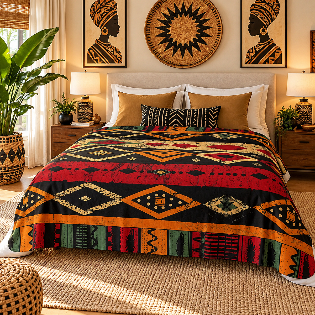 Tribal Geometric Sherpa Fleece Blanket
