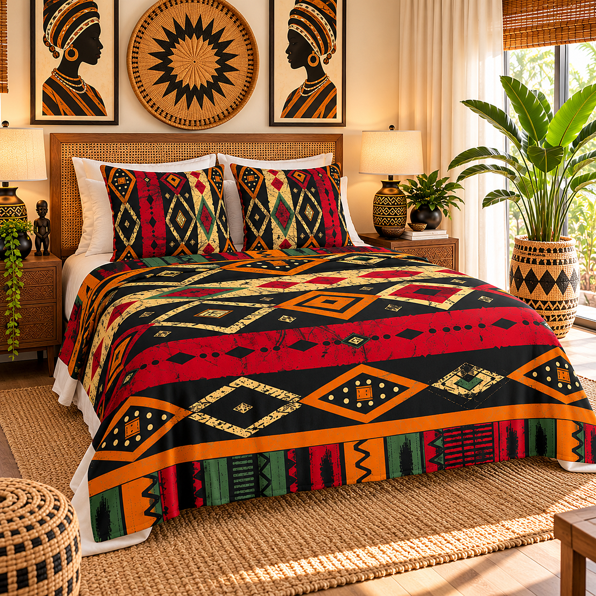 Tribal Geometric Sherpa Fleece Blanket